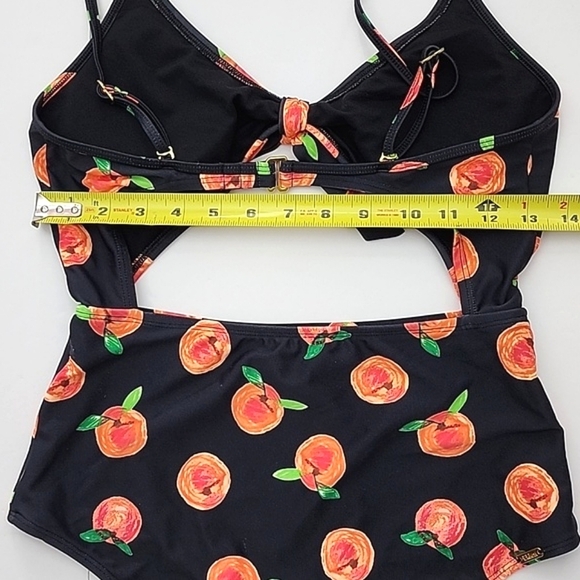 Eidon SGS Sports One Piece Cut Out Bathing Suit Black Peaches Print Size Small - Picture 14 of 15